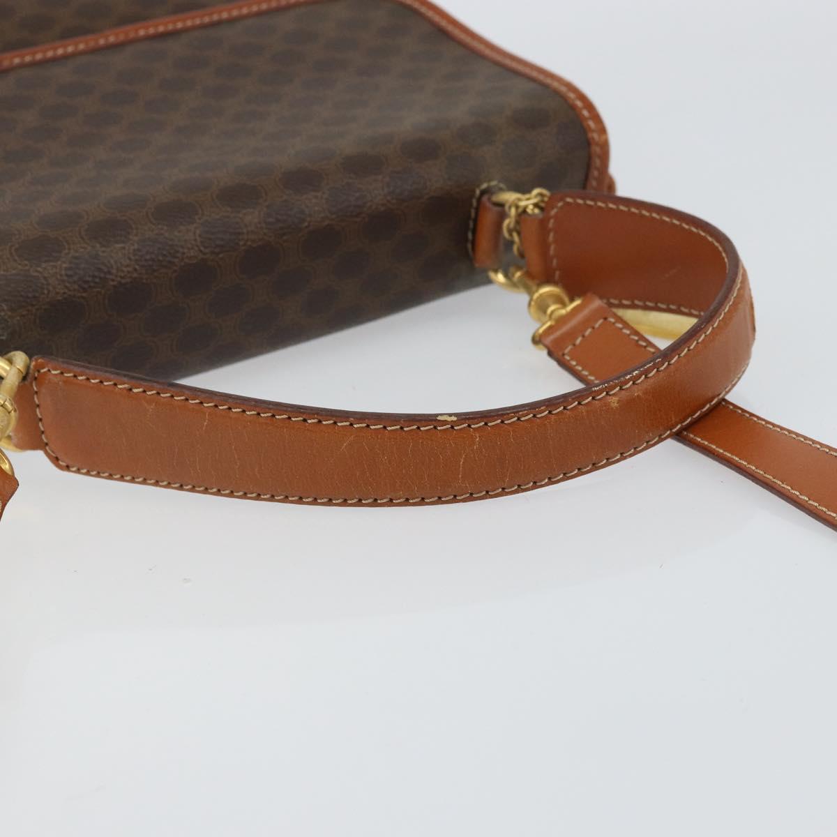 CELINE Macadam Canvas Hand Bag PVC Leather 2way Brown Gold Auth 161500