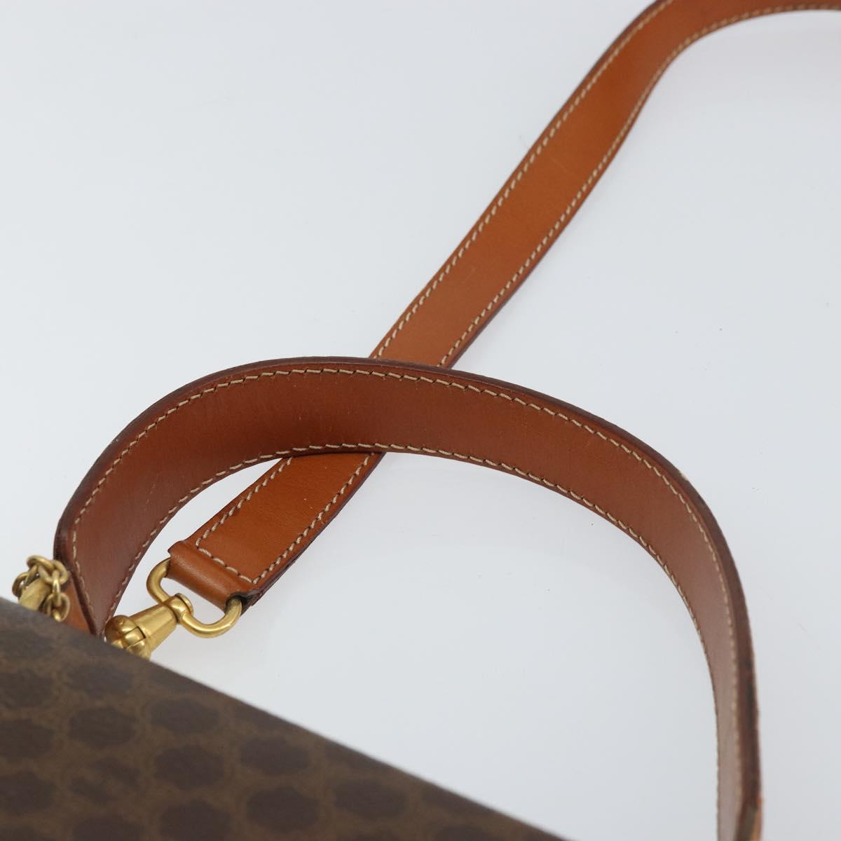 CELINE Macadam Canvas Hand Bag PVC Leather 2way Brown Gold Auth 161500
