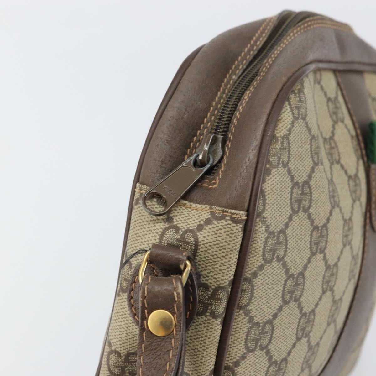 GUCCI GG Supreme Web Sherry Line Clutch Bag PVC Beige 156 01 034 Auth 161502