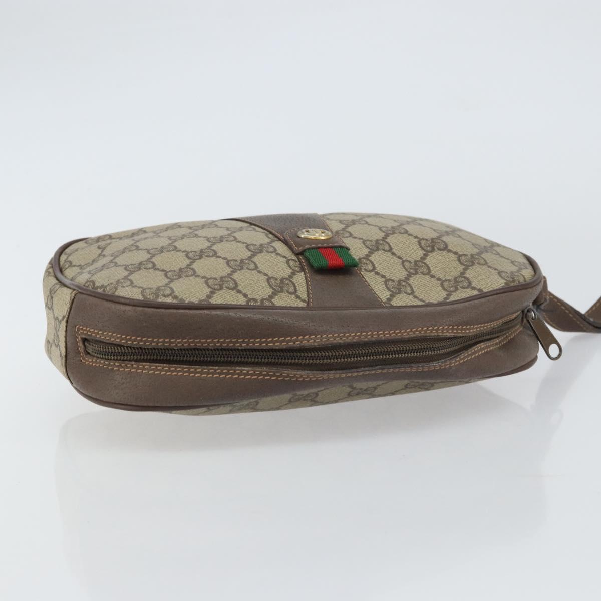 GUCCI GG Supreme Web Sherry Line Clutch Bag PVC Beige 156 01 034 Auth 161502