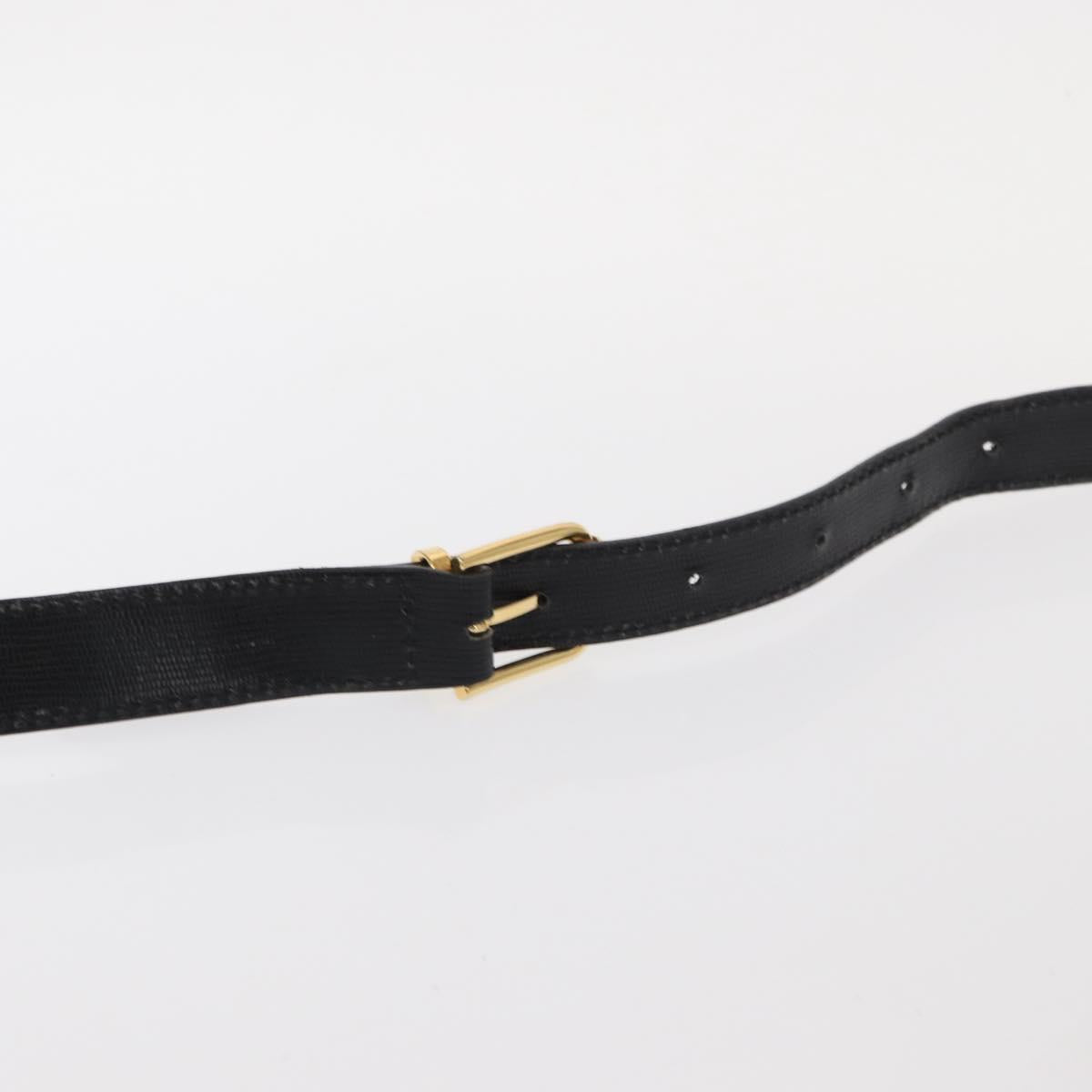 CELINE Circle Shoulder Bag Leather Black Gold Auth 161504