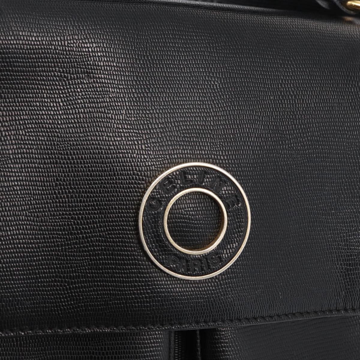 CELINE Circle Shoulder Bag Leather Black Gold Auth 161504