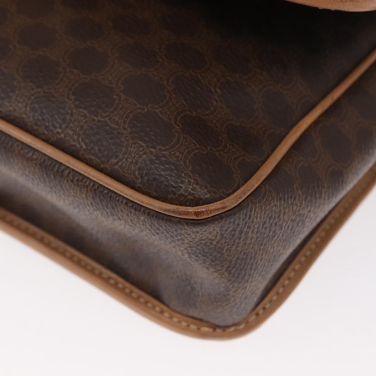 CELINE Macadam Canvas Shoulder Bag PVC Leather Brown Gold Auth 161505