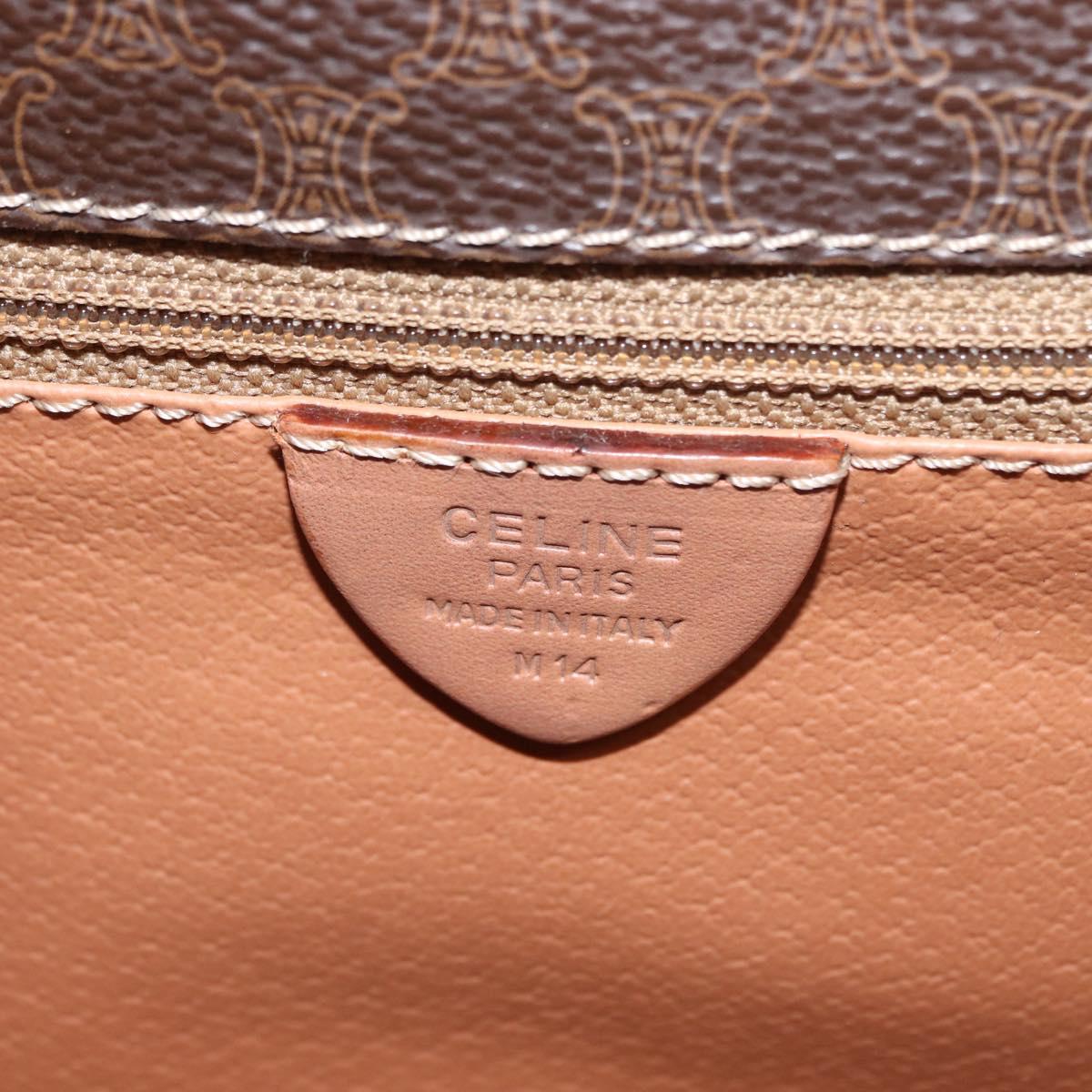 CELINE Macadam Canvas Shoulder Bag PVC Leather Brown Gold Auth 161505