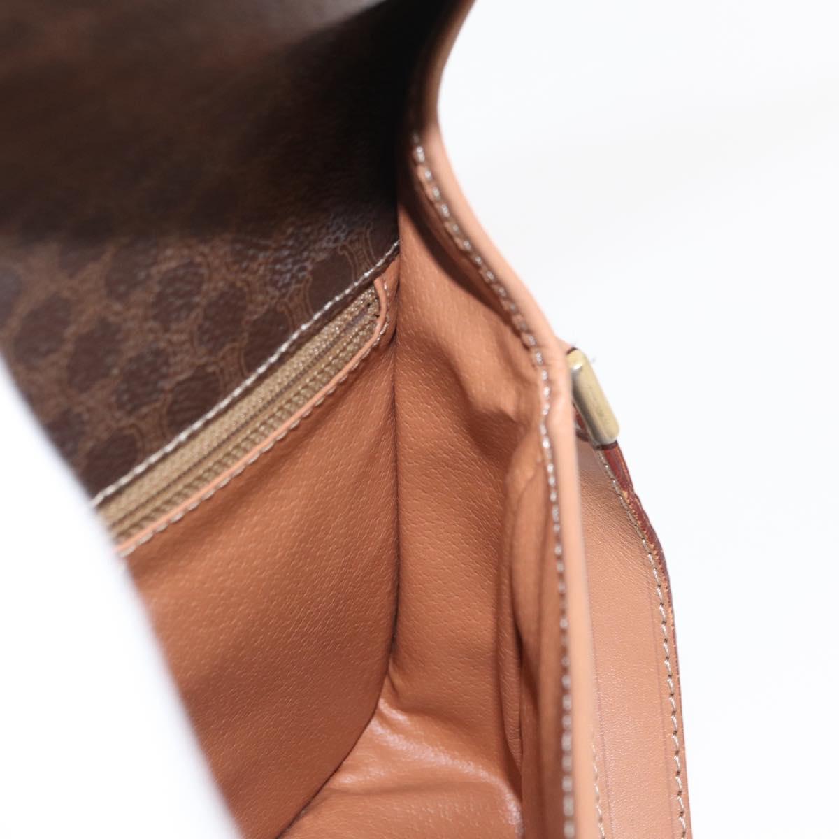 CELINE Macadam Canvas Shoulder Bag PVC Leather Brown Gold Auth 161505