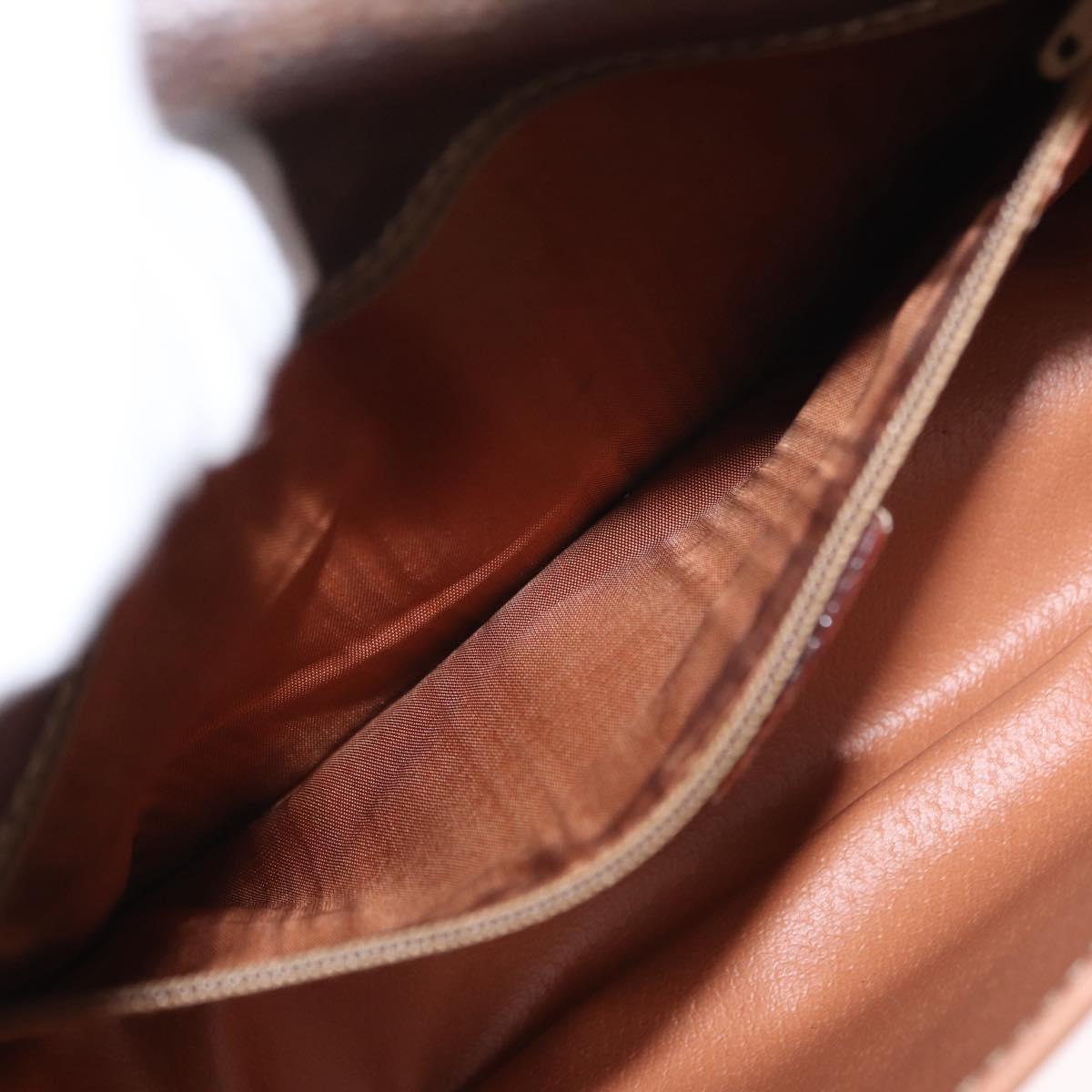 CELINE Macadam Canvas Shoulder Bag PVC Leather Brown Gold Auth 161505