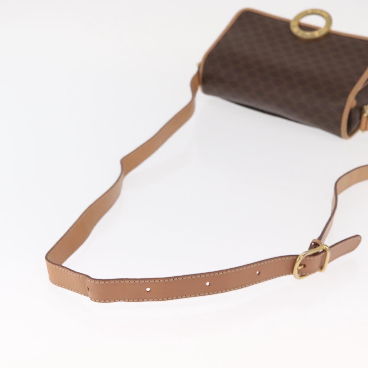 CELINE Macadam Canvas Shoulder Bag PVC Leather Brown Gold Auth 161505