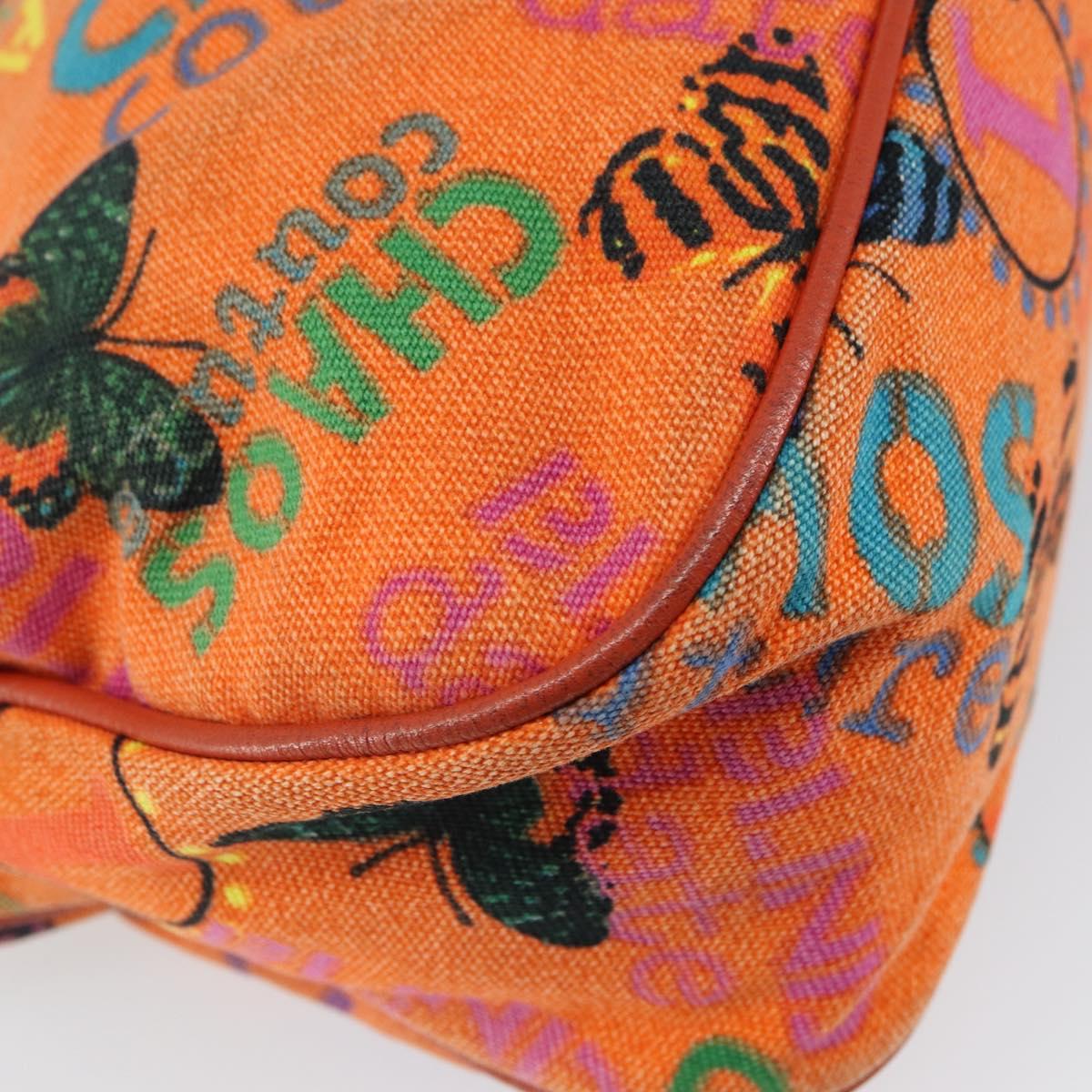 VERSACE Shoulder Bag Canvas Orange Silver Auth 161511V