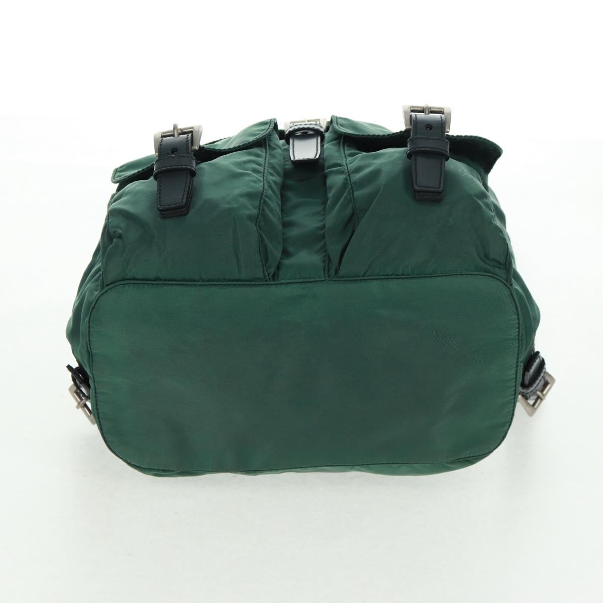 PRADA Backpack Nylon Green Silver Auth 161515