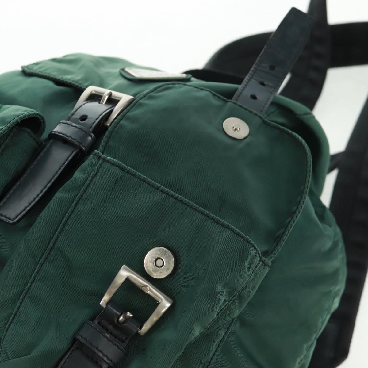 PRADA Backpack Nylon Green Silver Auth 161515