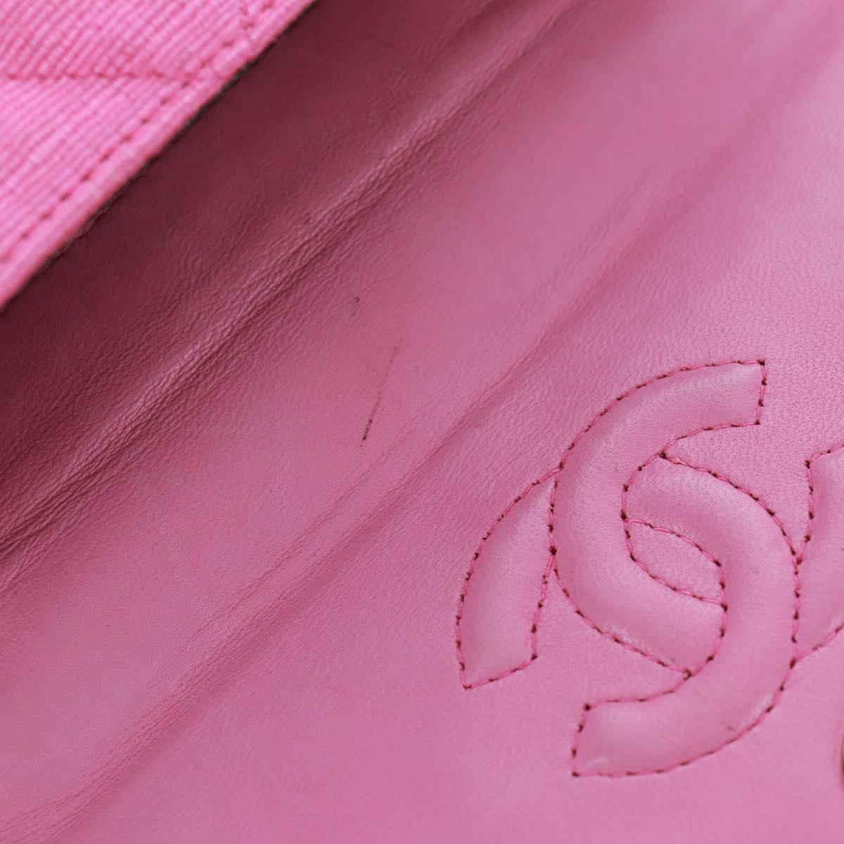 CHANEL Matelasse Chain Camelia Shoulder Bag Cotton Pink Gold CC Auth 161522V