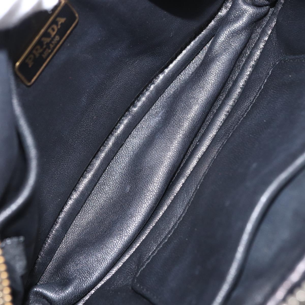 PRADA Shoulder Bag Leather Black Gold Auth 161530V