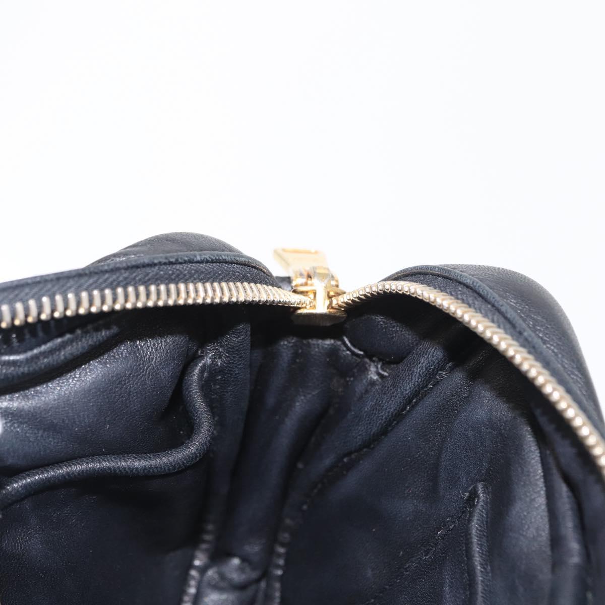 PRADA Shoulder Bag Leather Black Gold Auth 161530V