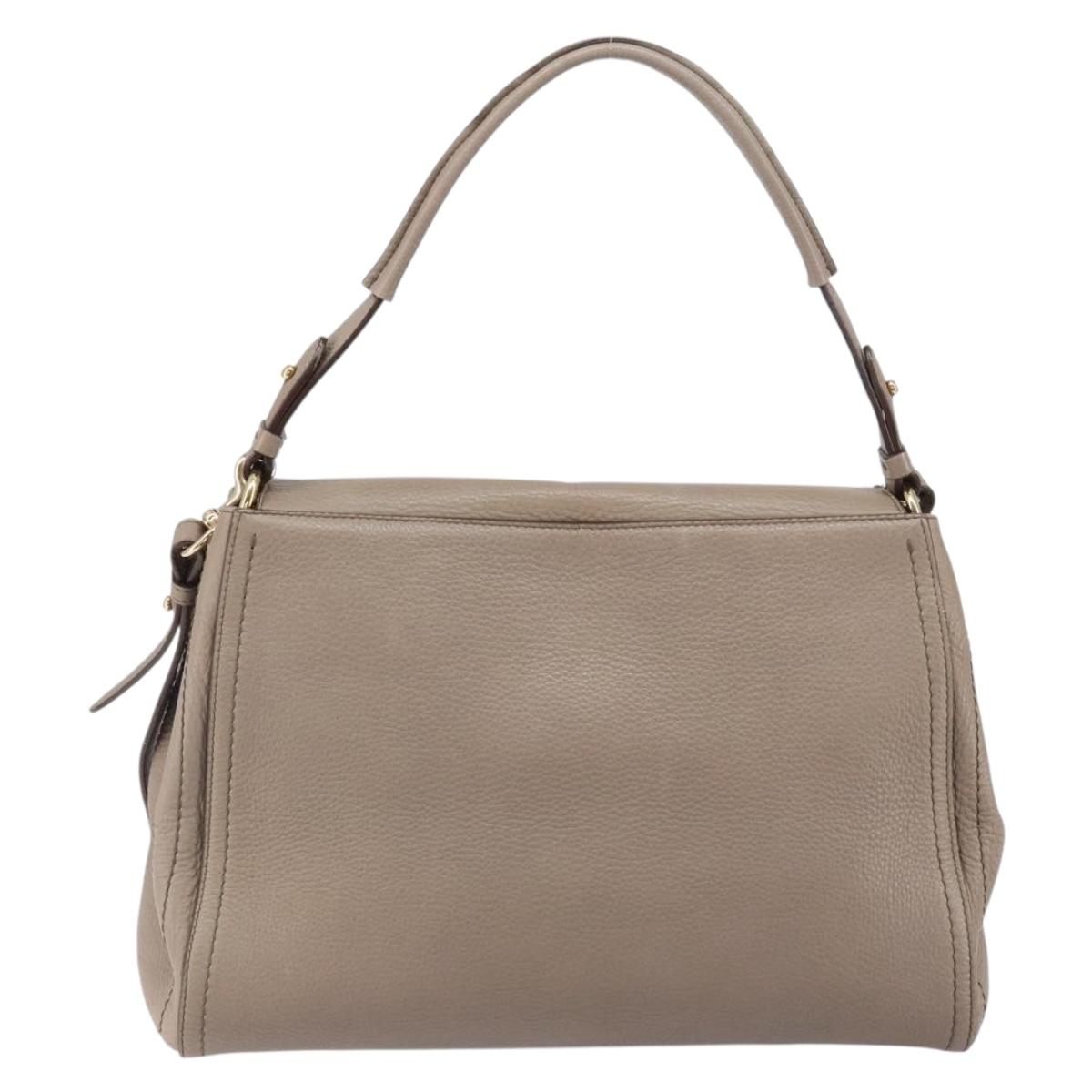 Salvatore Ferragamo Gancini Hand Bag Leather 2way Beige Gold Auth 161535