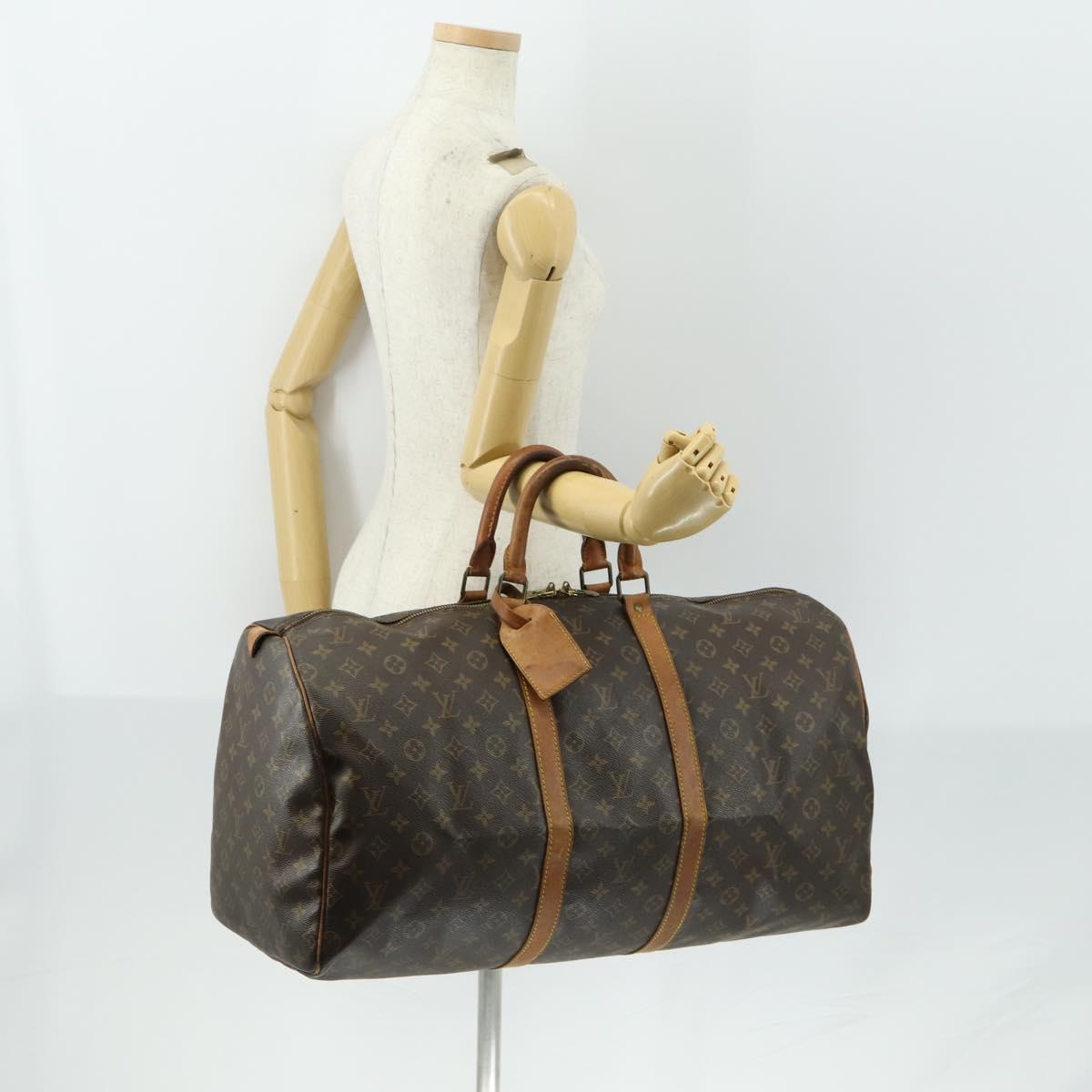 LOUIS VUITTON Monogram Keepall 55 Boston Bag M41424 LV Auth 161540