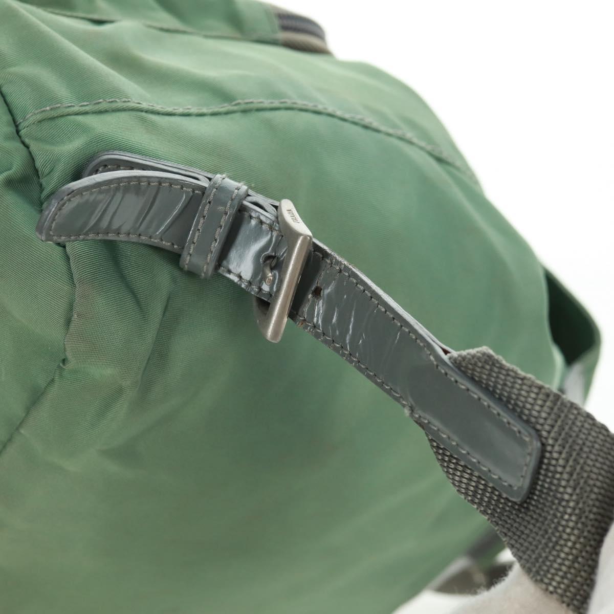 PRADA Backpack Nylon Silver Light green Auth 161541