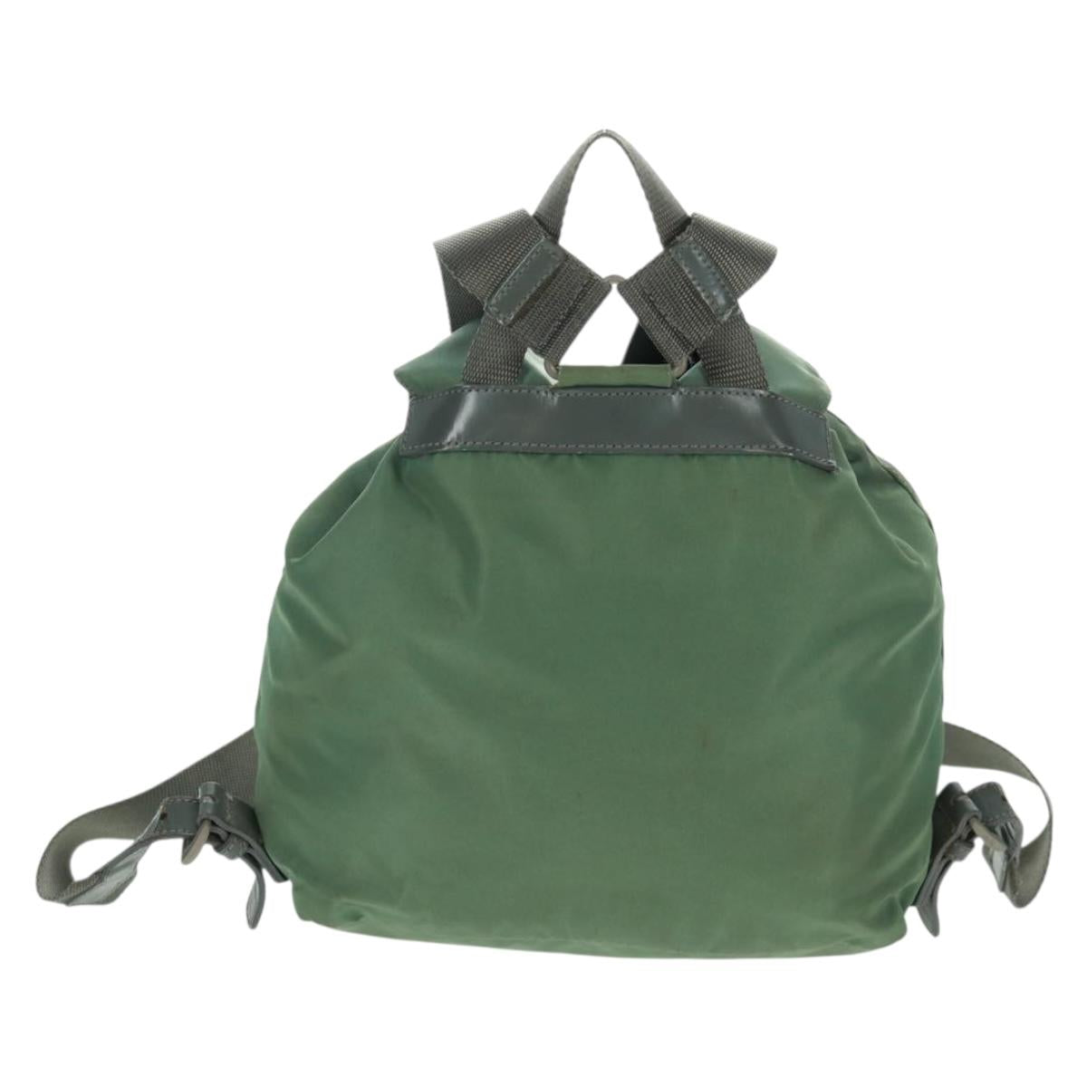 PRADA Backpack Nylon Silver Light green Auth 161541