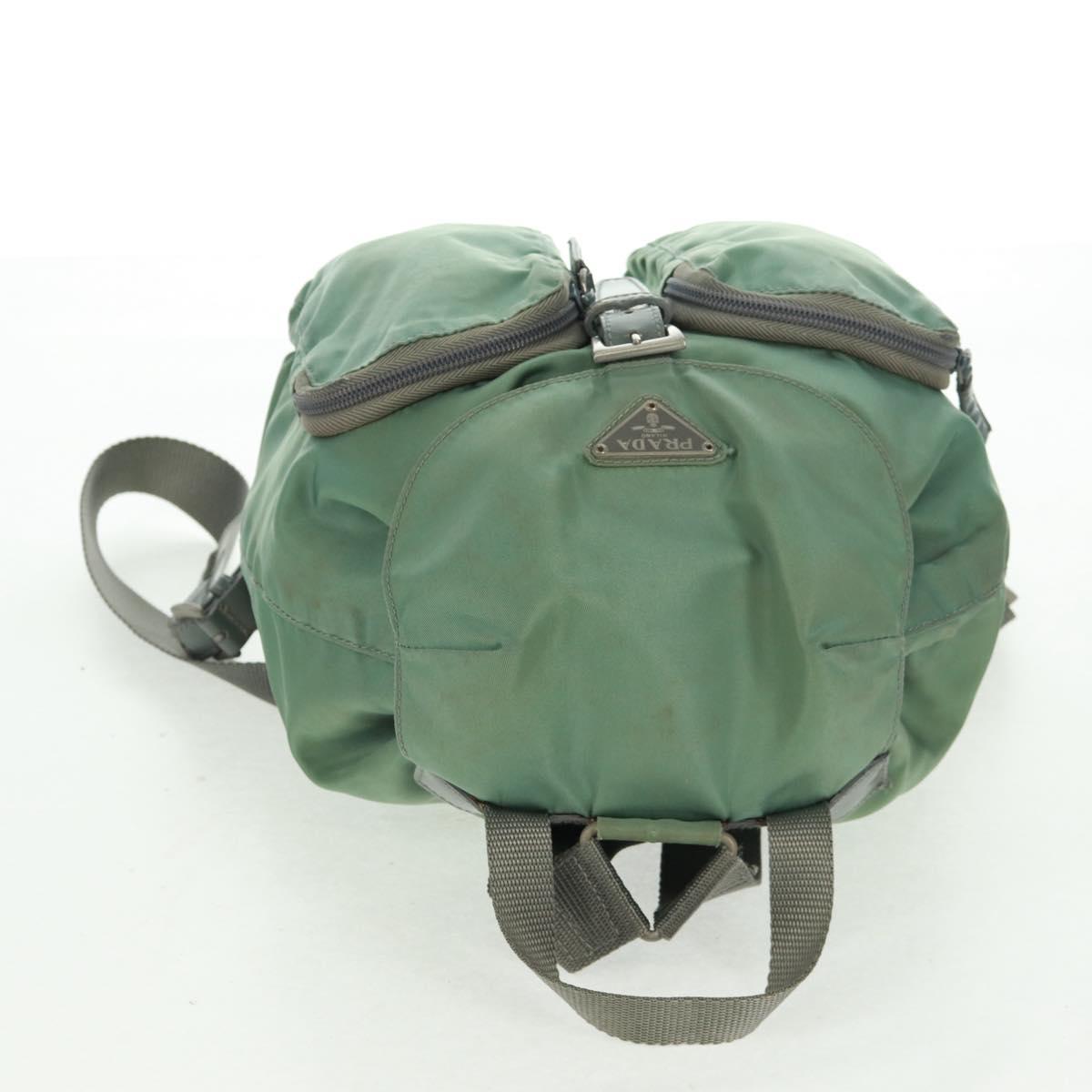 PRADA Backpack Nylon Silver Light green Auth 161541