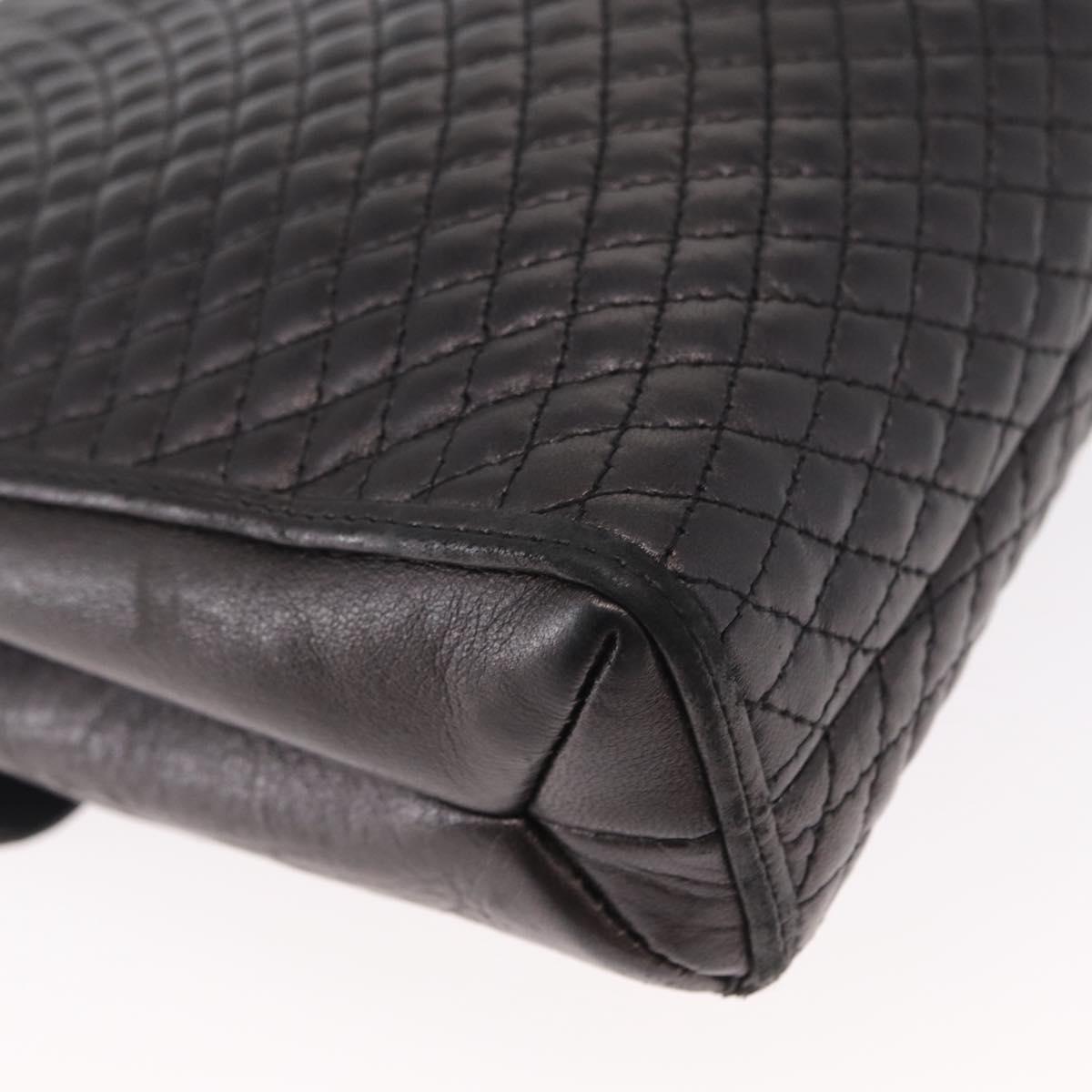 BALLY Chain Shoulder Bag Leather Black Gold Auth 161547