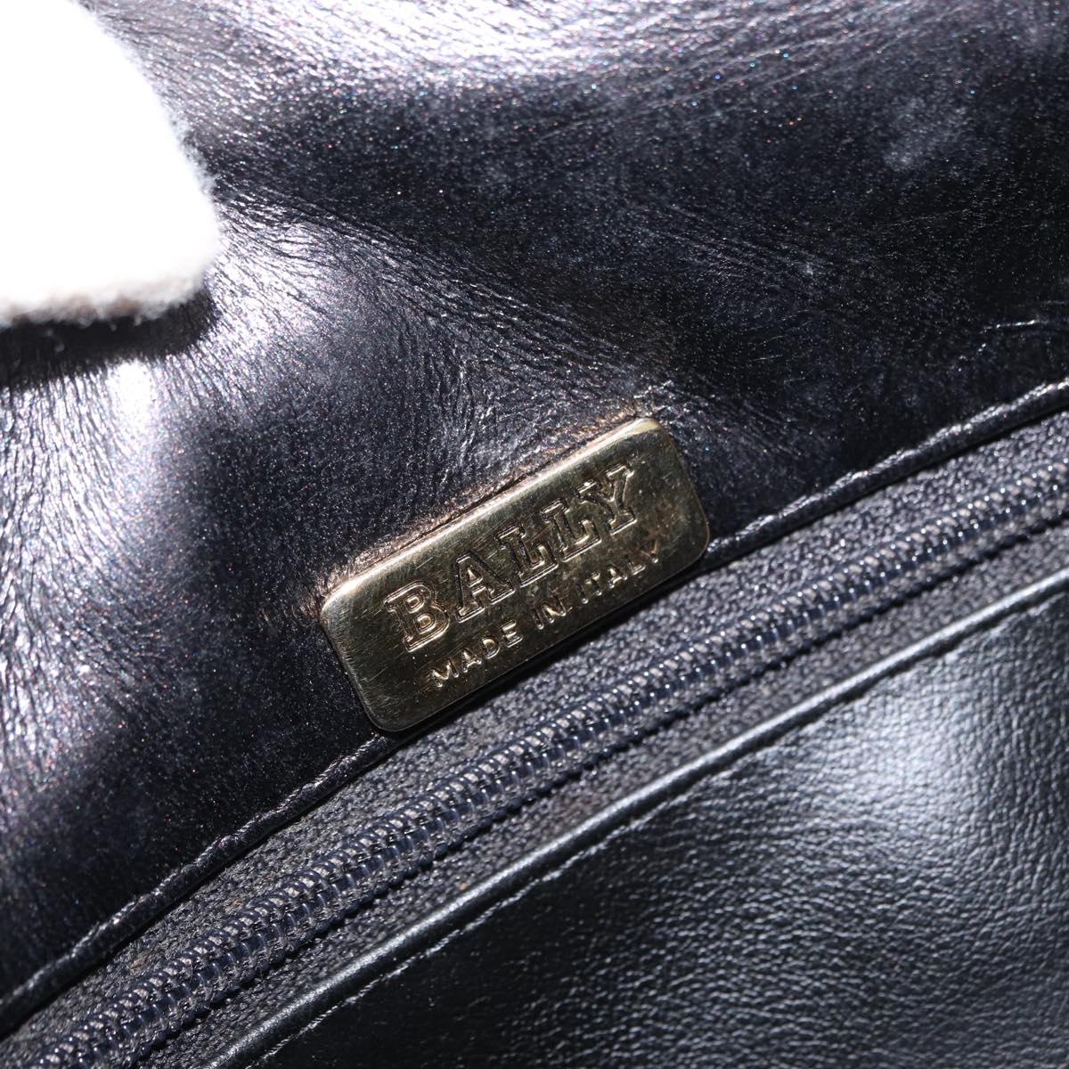 BALLY Chain Shoulder Bag Leather Black Gold Auth 161547