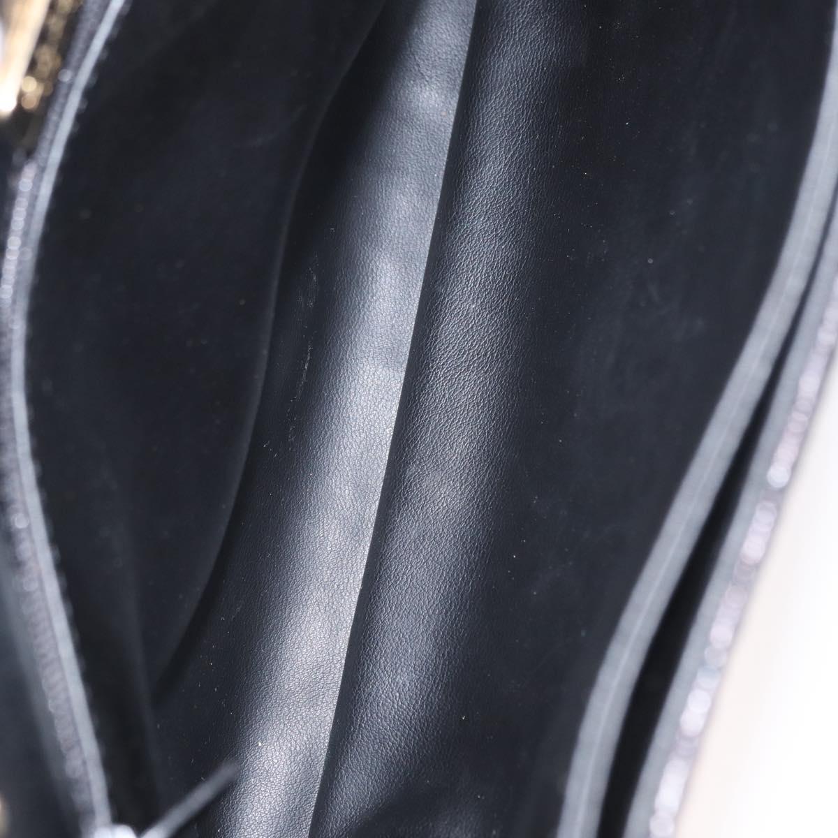 BALLY Chain Shoulder Bag Leather Black Gold Auth 161547