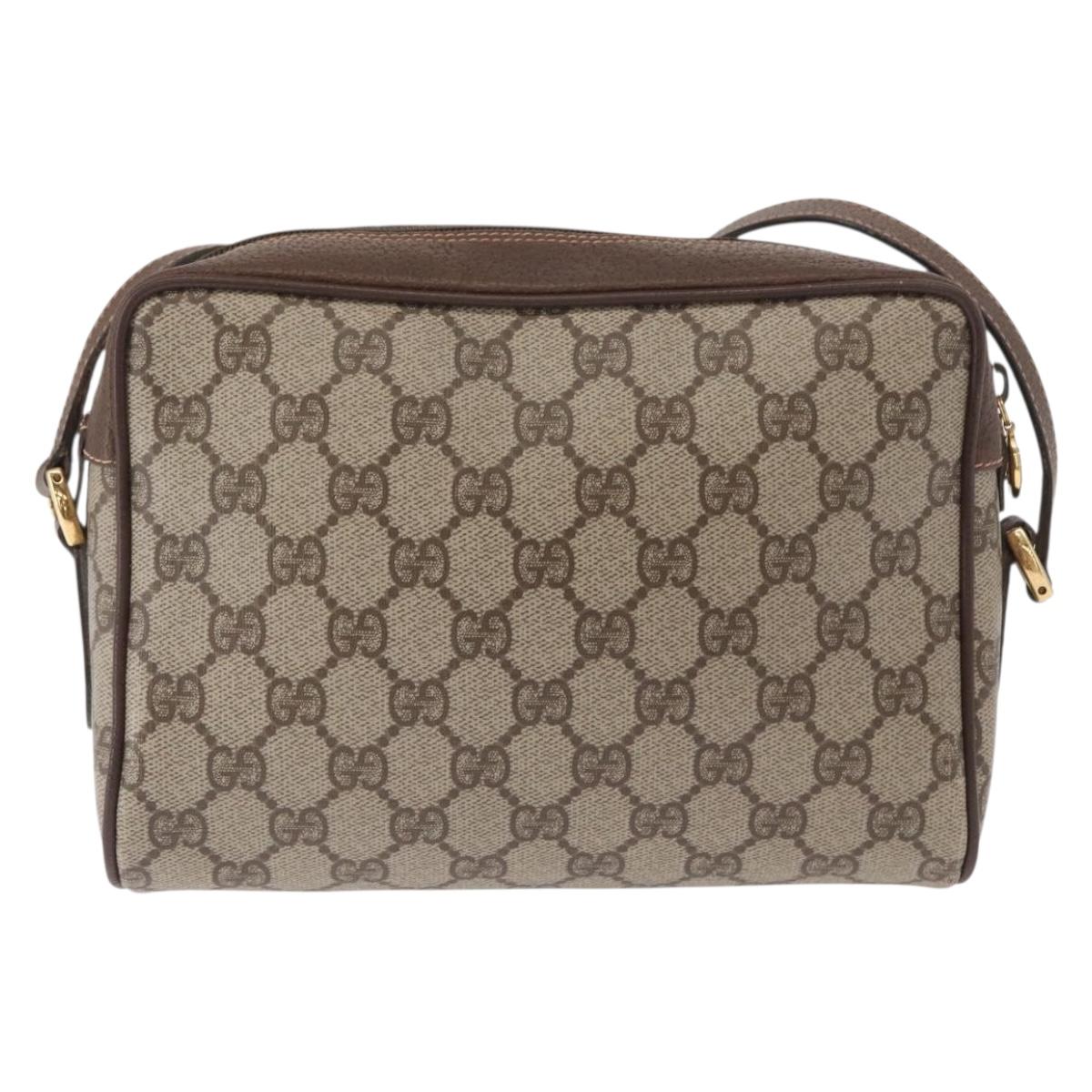 GUCCI GG Supreme Web Sherry Line Shoulder Bag PVC Beige 56 02 087 Auth 161551