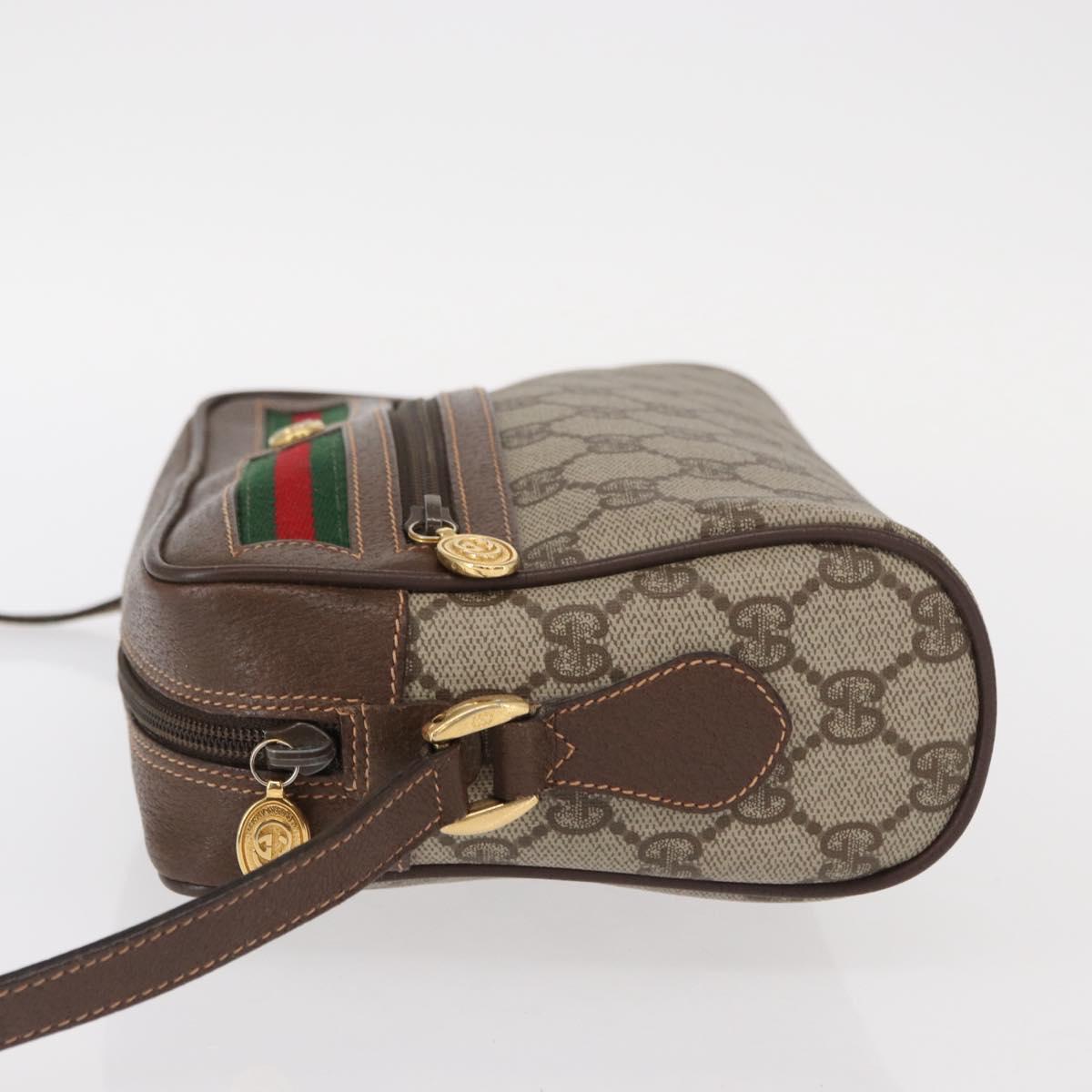 GUCCI GG Supreme Web Sherry Line Shoulder Bag PVC Beige 56 02 087 Auth 161551