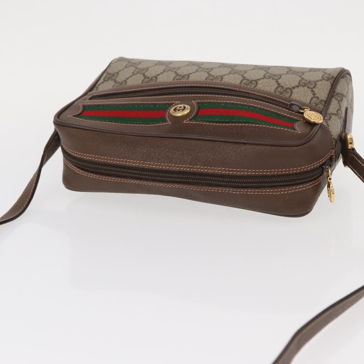 GUCCI GG Supreme Web Sherry Line Shoulder Bag PVC Beige 56 02 087 Auth 161551