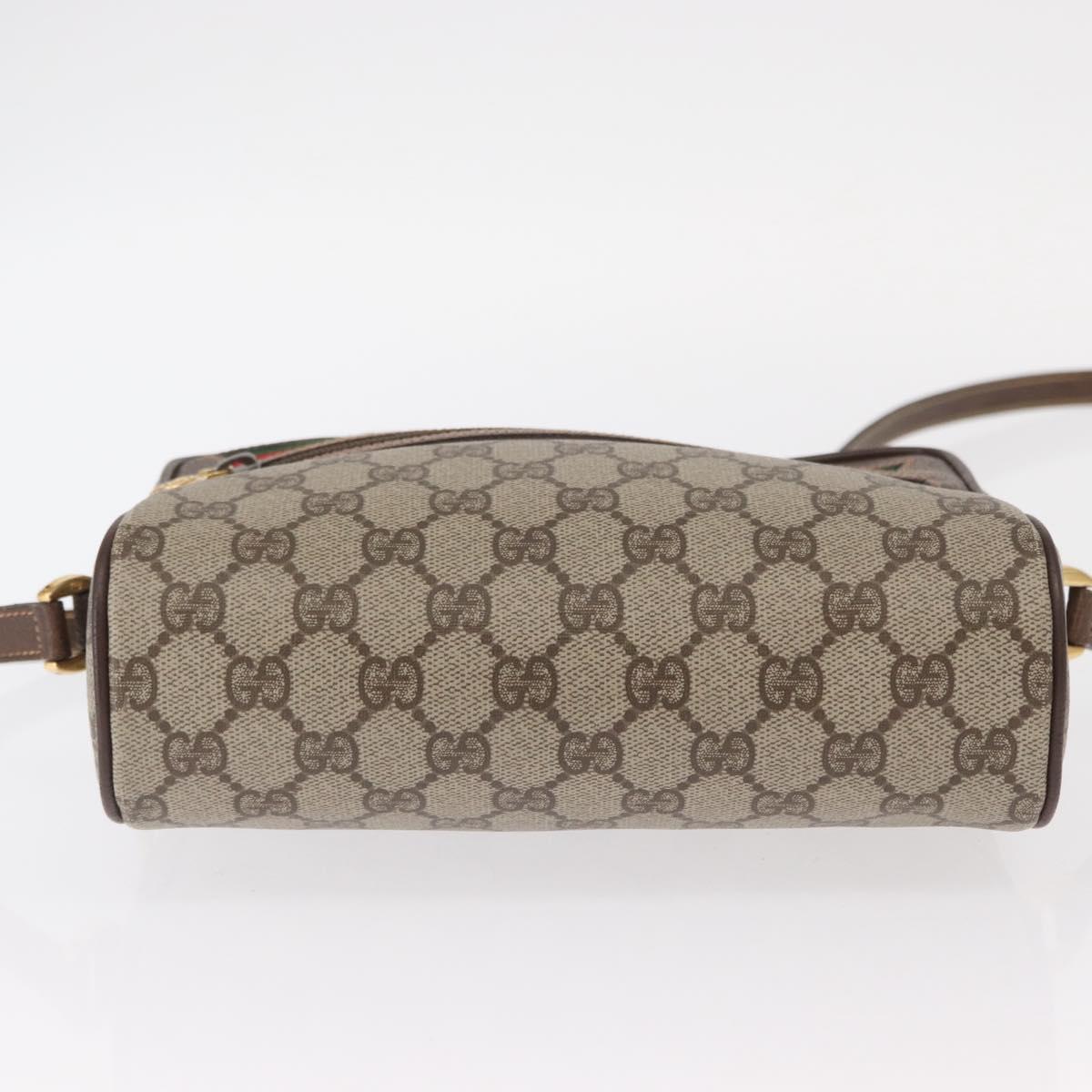 GUCCI GG Supreme Web Sherry Line Shoulder Bag PVC Beige 56 02 087 Auth 161551