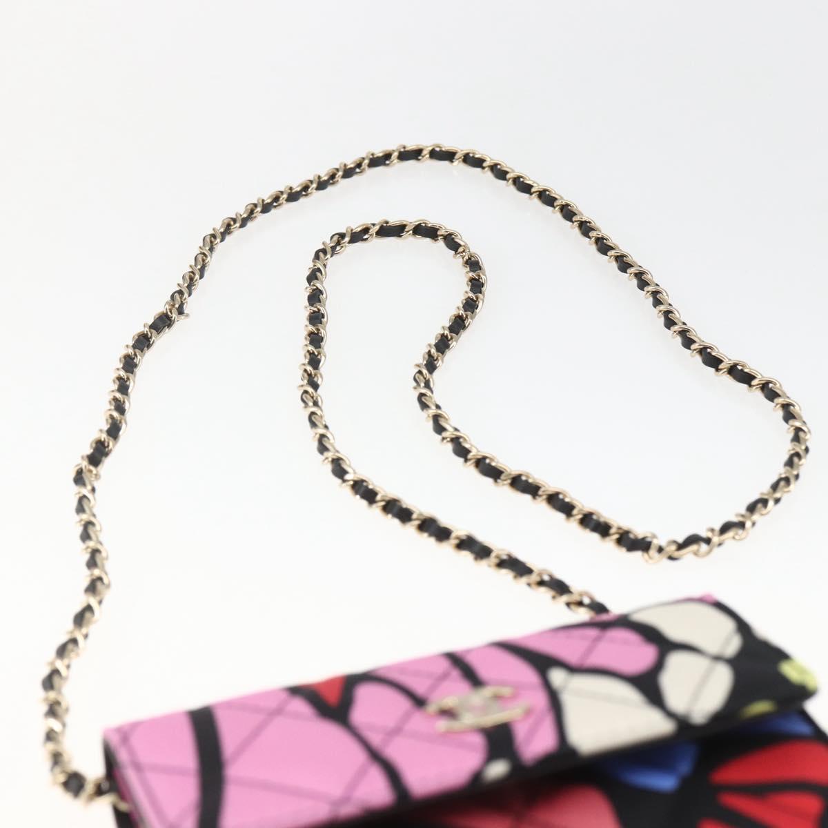 CHANEL Mini Matelasse 12 Chain Shoulder Bag Cotton Gold CC Auth 161565SM