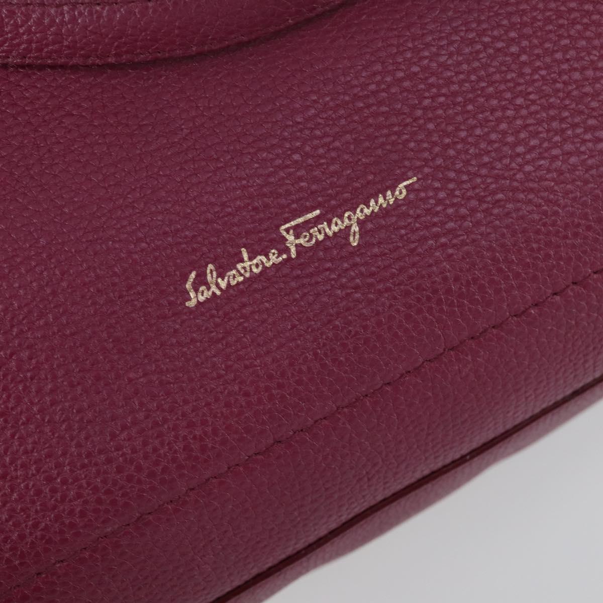 Salvatore Ferragamo Gancini Tote Bag Leather Purple Gold Auth 161588