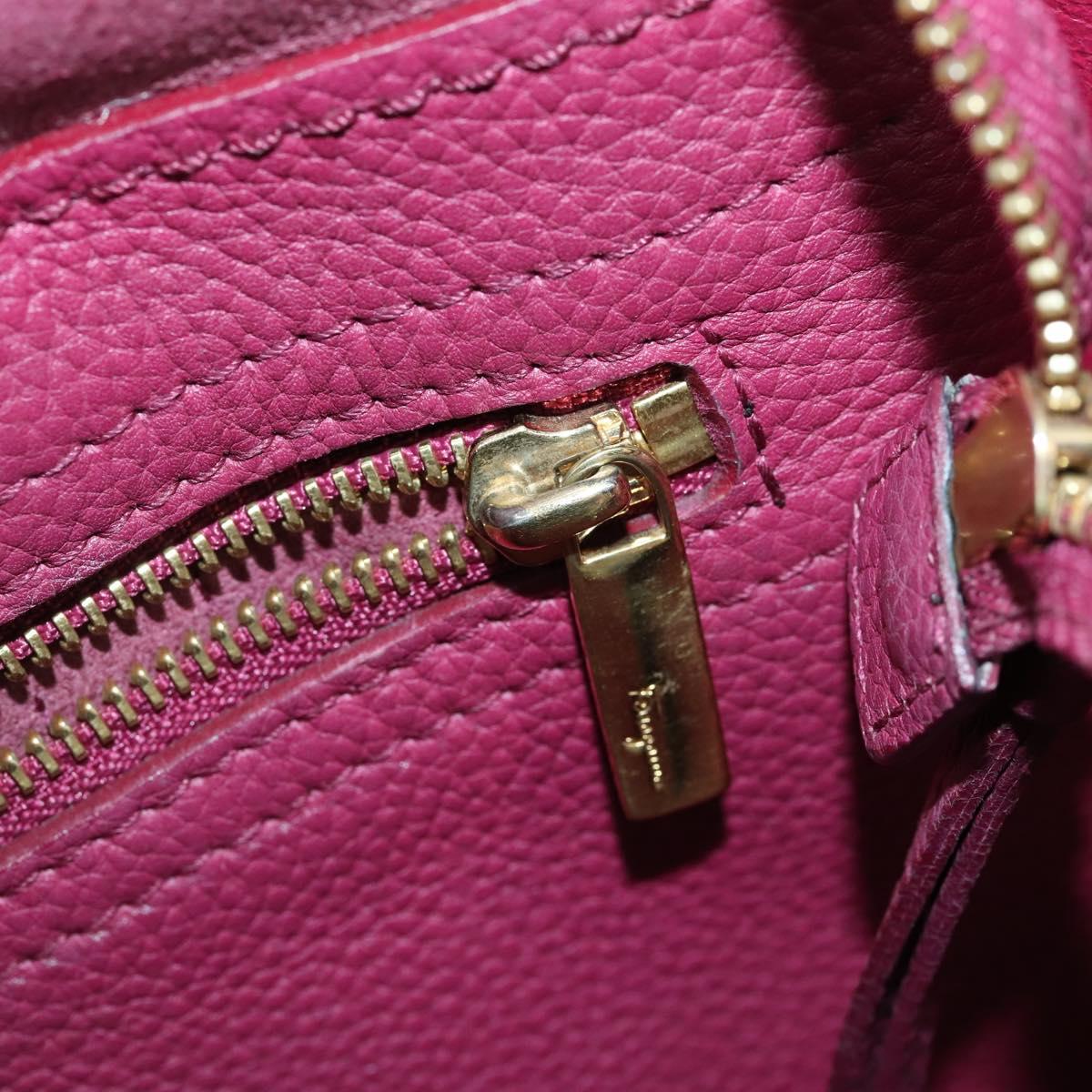 Salvatore Ferragamo Gancini Tote Bag Leather Purple Gold Auth 161588