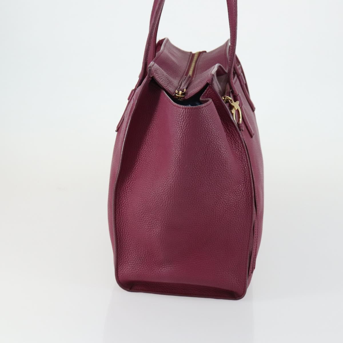 Salvatore Ferragamo Gancini Tote Bag Leather Purple Gold Auth 161588