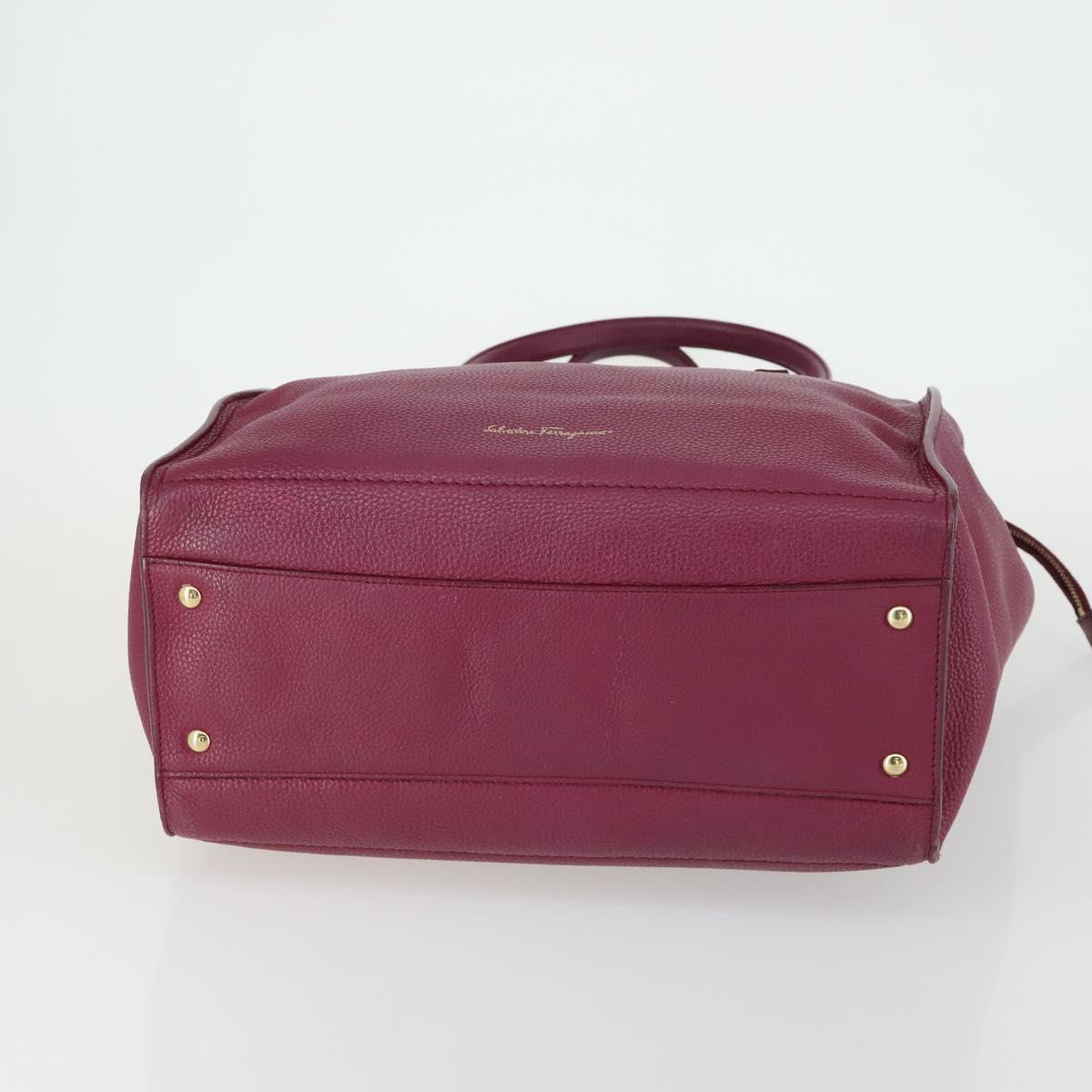 Salvatore Ferragamo Gancini Tote Bag Leather Purple Gold Auth 161588