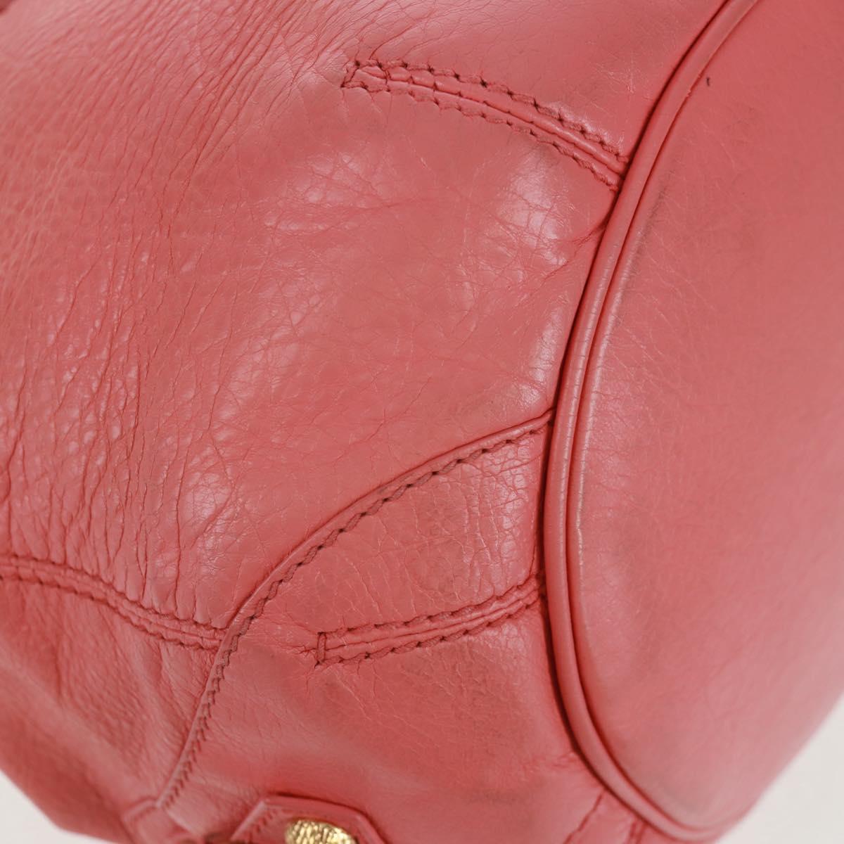 BALENCIAGA Giant Mini Pom Pom Hand Bag Leather 2way Pink Gold Auth 161592V
