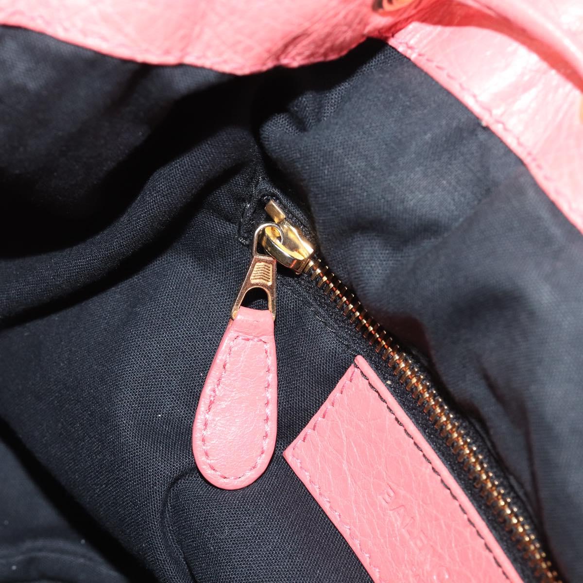 BALENCIAGA Giant Mini Pom Pom Hand Bag Leather 2way Pink Gold Auth 161592V