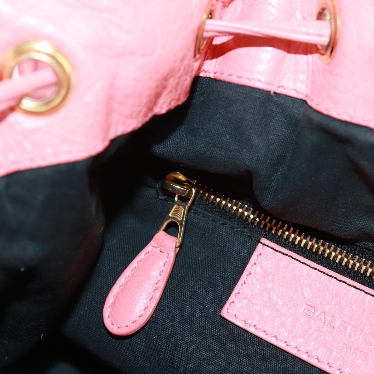 BALENCIAGA Giant Mini Pom Pom Hand Bag Leather 2way Pink Gold Auth 161592V