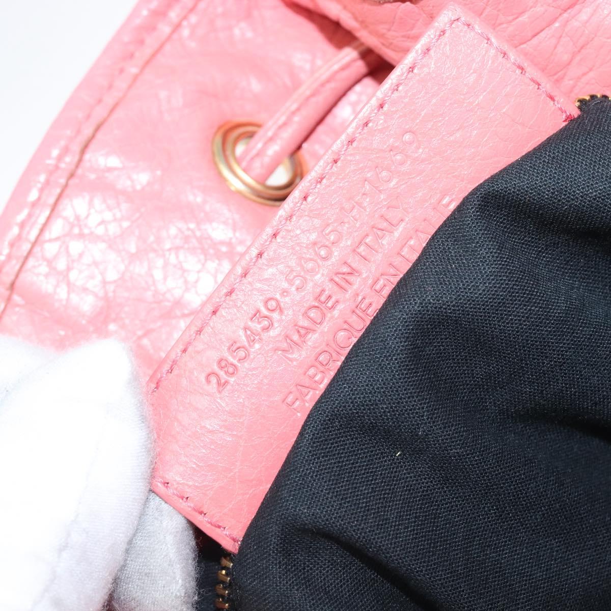 BALENCIAGA Giant Mini Pom Pom Hand Bag Leather 2way Pink Gold Auth 161592V