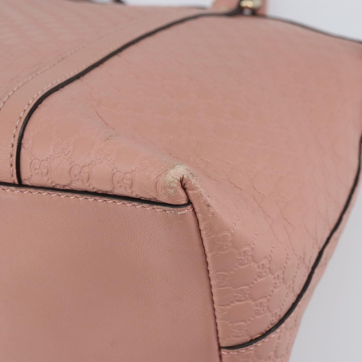 GUCCI Micro GG Canvas Guccissima Tote Bag Leather Pink Gold 449657 Auth 161597