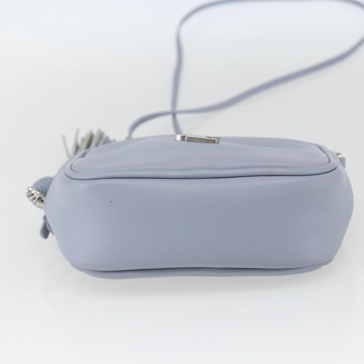 SAINT LAURENT Blogger Shoulder Bag Leather Light Blue Silver Auth 161598