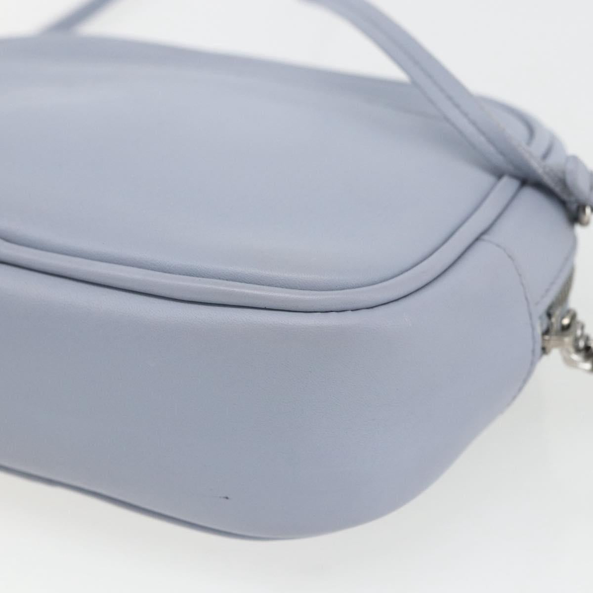 SAINT LAURENT Blogger Shoulder Bag Leather Light Blue Silver Auth 161598
