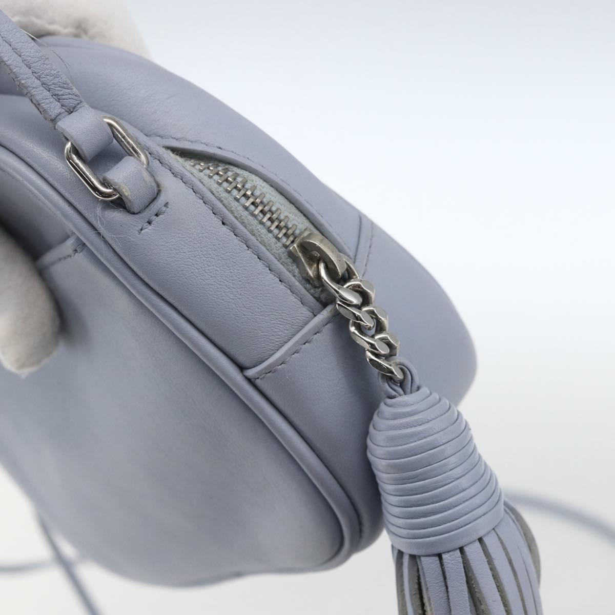 SAINT LAURENT Blogger Shoulder Bag Leather Light Blue Silver Auth 161598