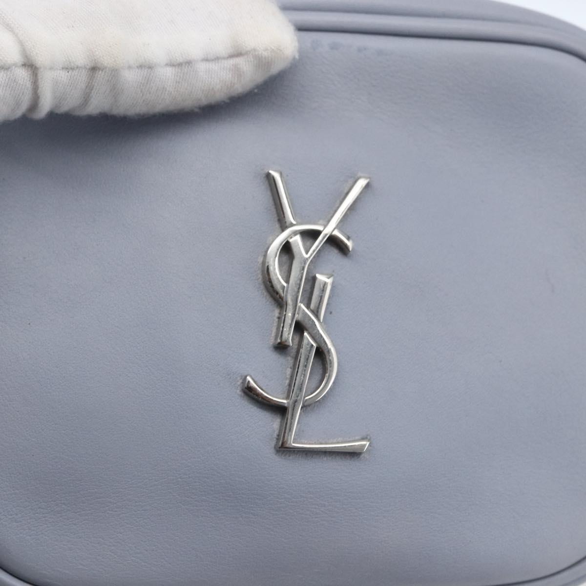 SAINT LAURENT Blogger Shoulder Bag Leather Light Blue Silver Auth 161598