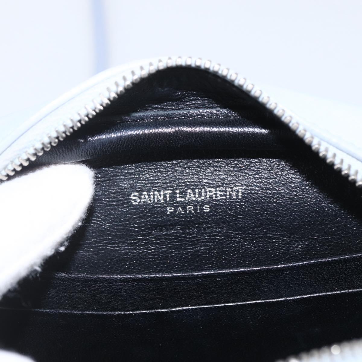 SAINT LAURENT Blogger Shoulder Bag Leather Light Blue Silver Auth 161598