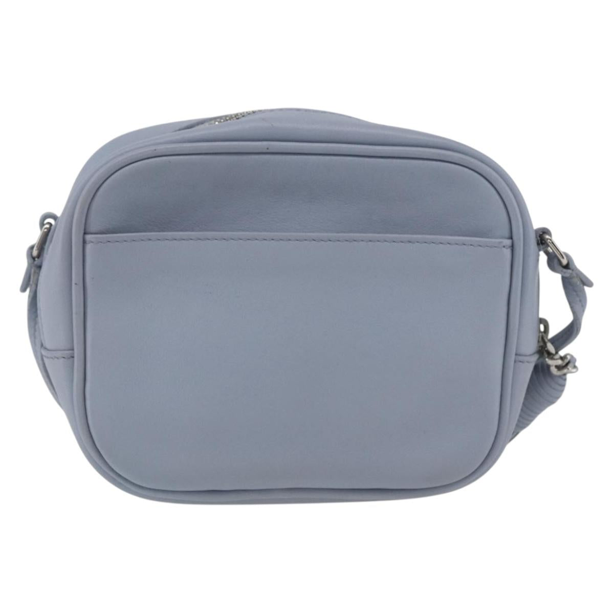 SAINT LAURENT Blogger Shoulder Bag Leather Light Blue Silver Auth 161598