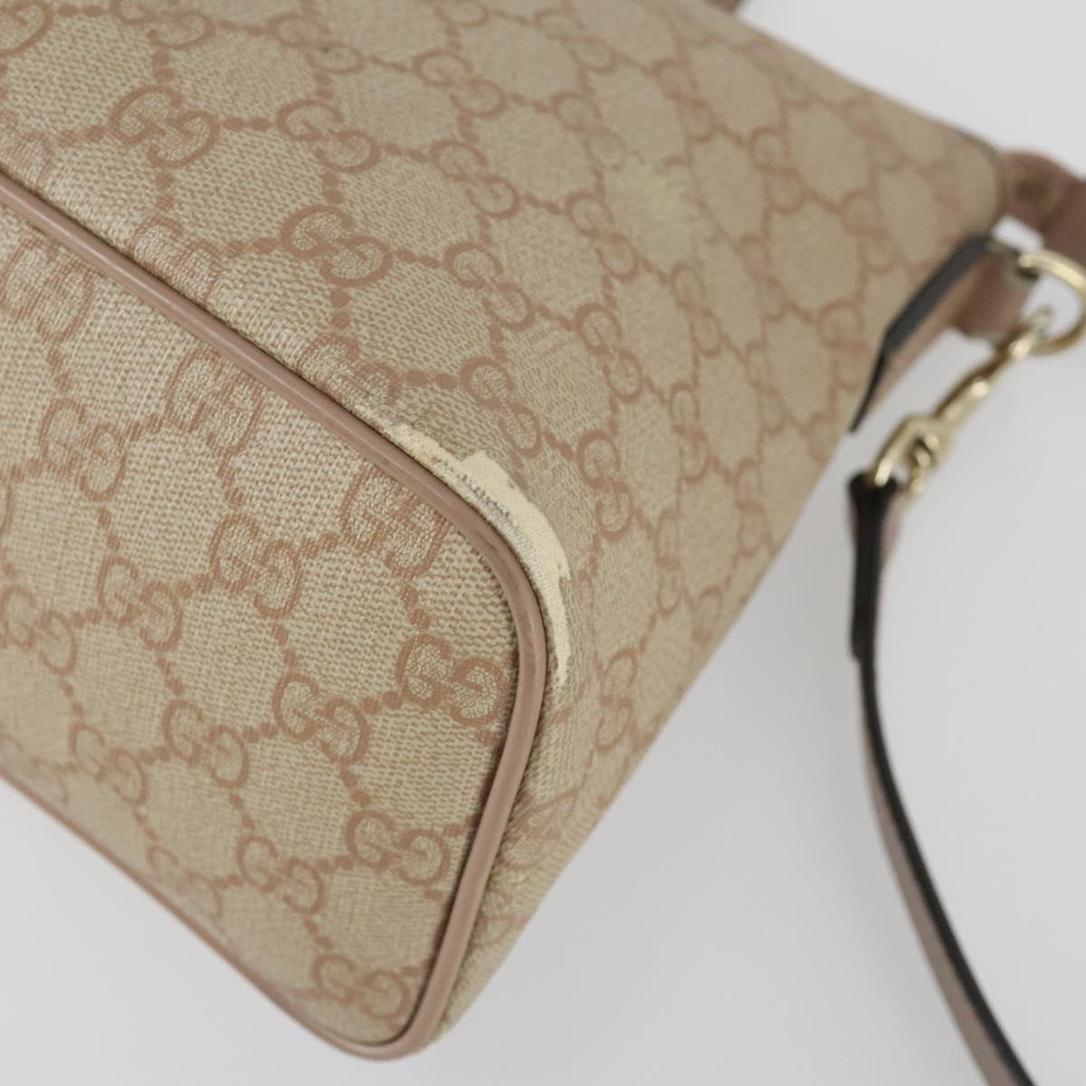 GUCCI GG Supreme Tote Bag PVC 2way Beige Gold 353440 Auth 161600