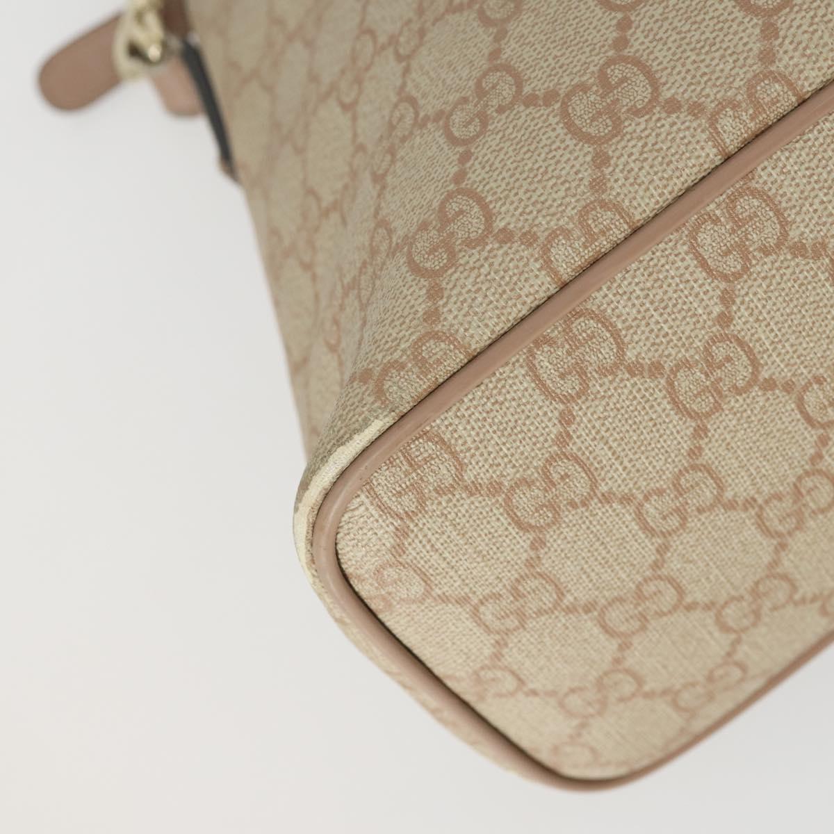 GUCCI GG Supreme Tote Bag PVC 2way Beige Gold 353440 Auth 161600