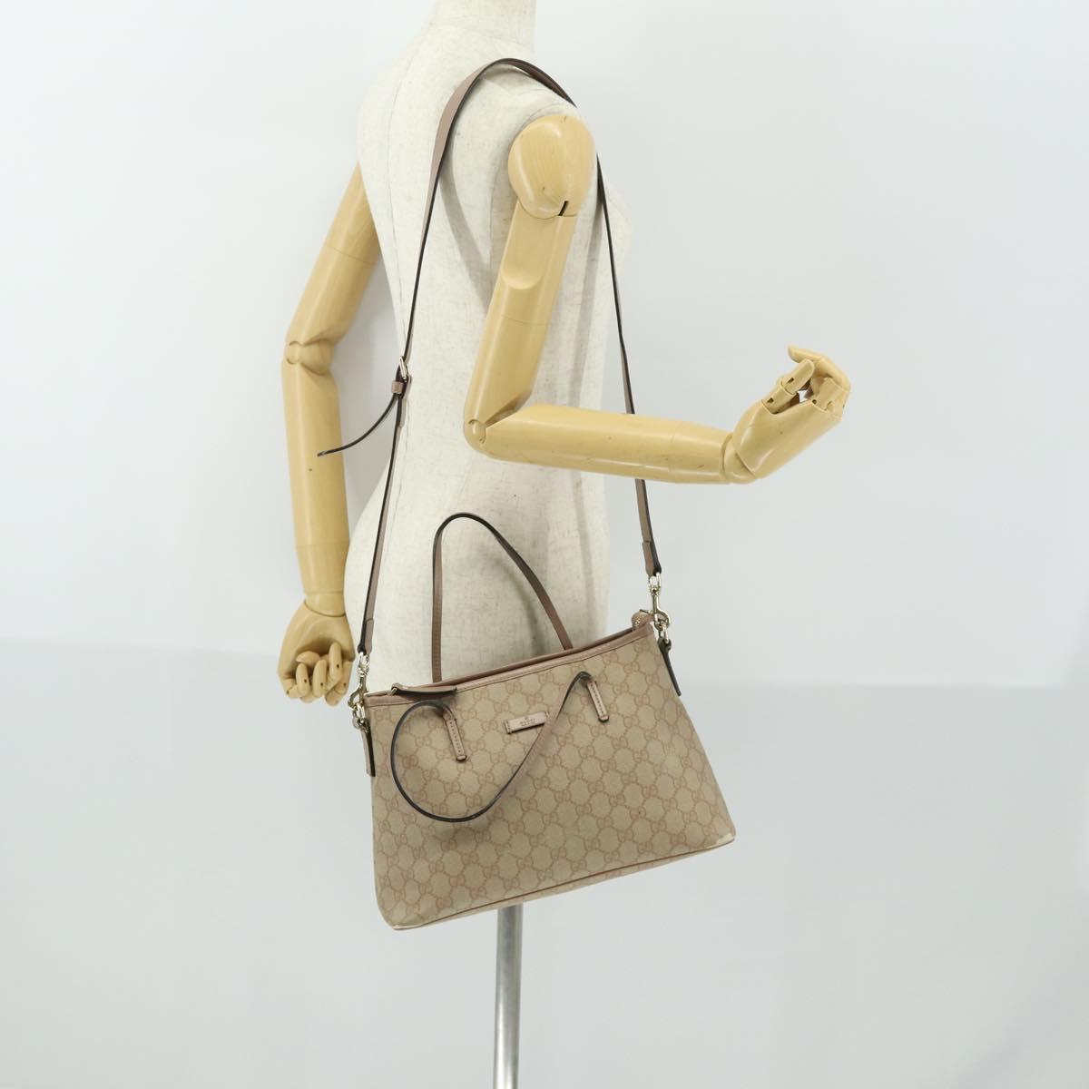 GUCCI GG Supreme Tote Bag PVC 2way Beige Gold 353440 Auth 161600