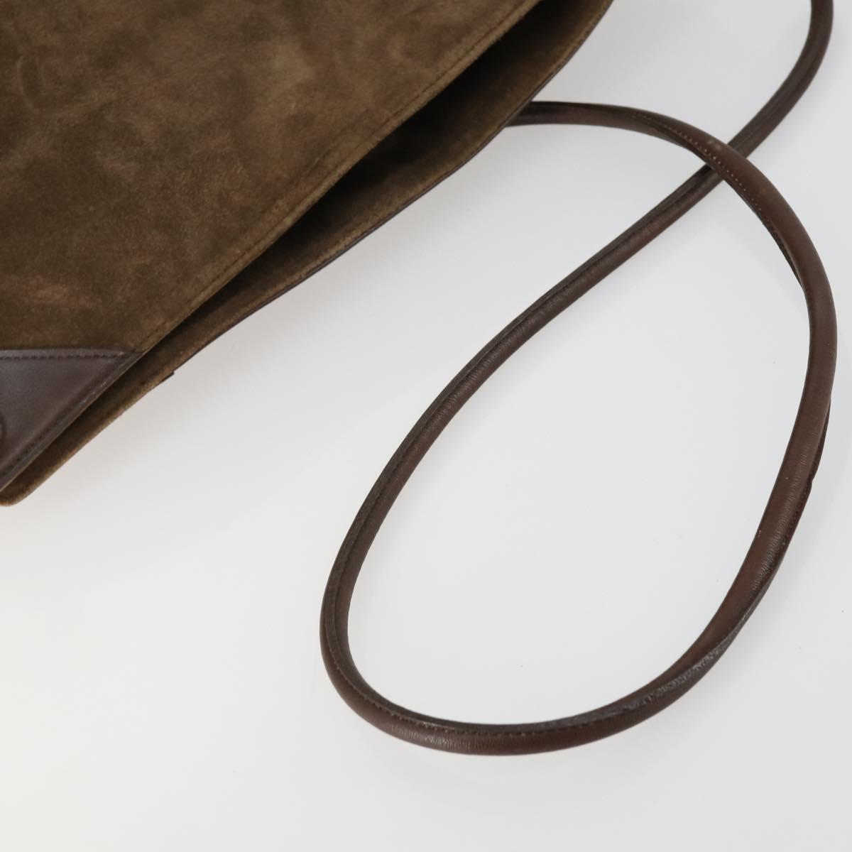 BURBERRY Blue Label Shoulder Bag Suede Brown Gold Auth 161602