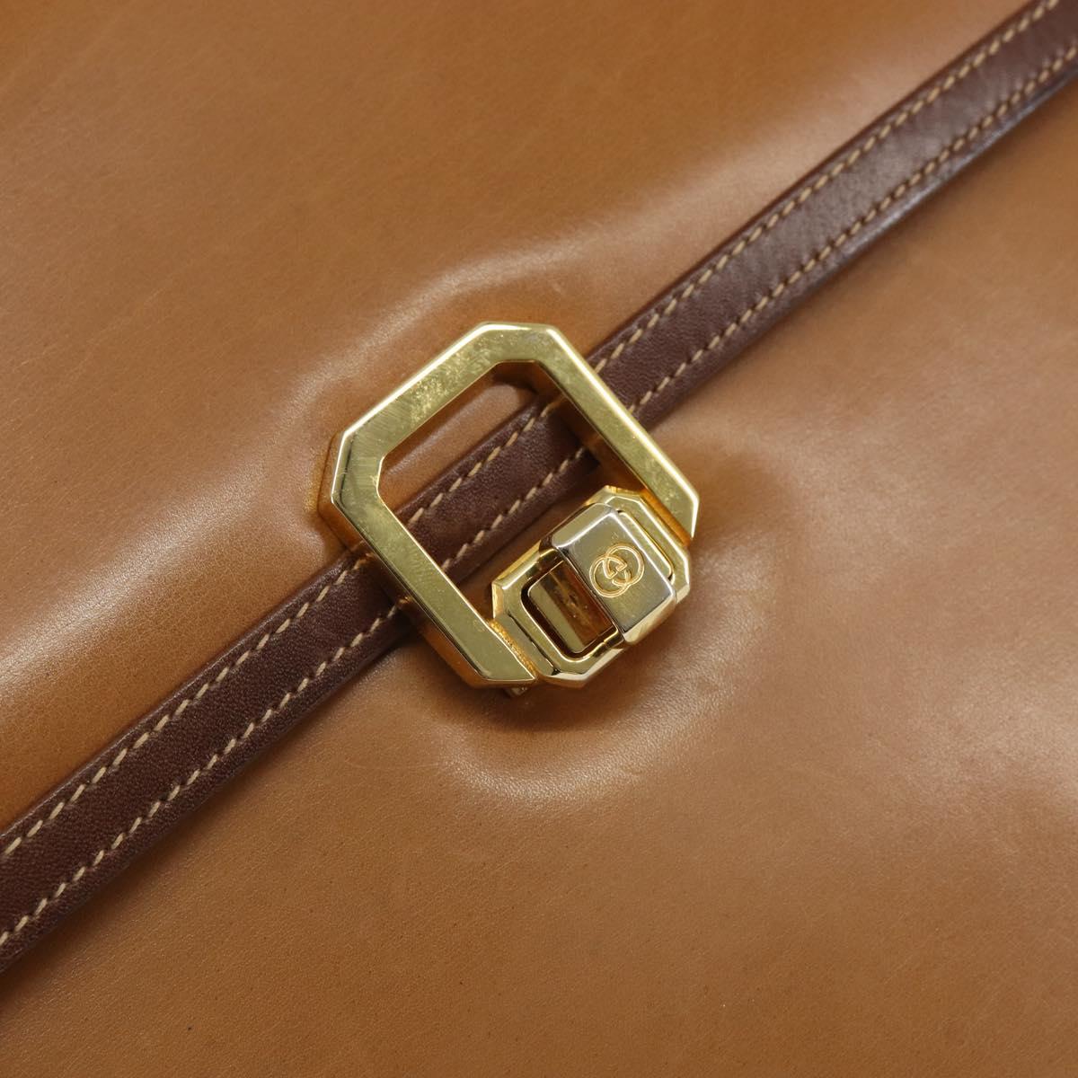 GUCCI Hand Bag Leather Beige Gold Auth 161606